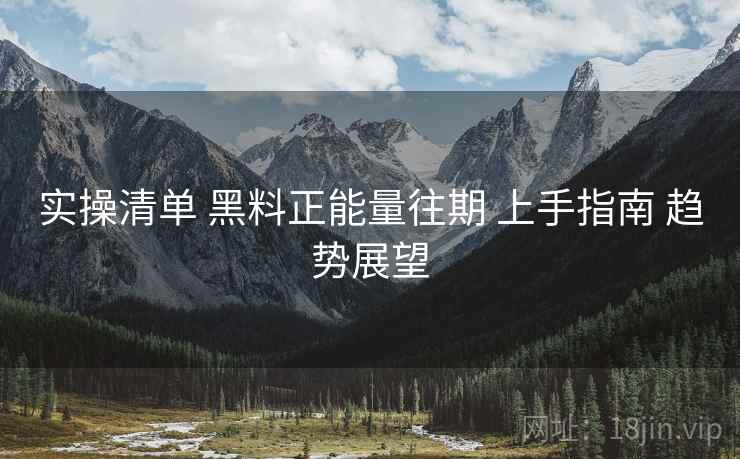 实操清单 黑料正能量往期 上手指南 趋势展望